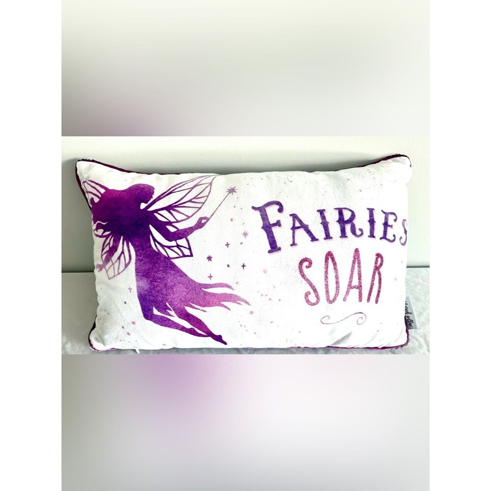 Mermaid Pillow Company “Fairies Soar” Decorative Throw Pillow 20” x 12” Purple